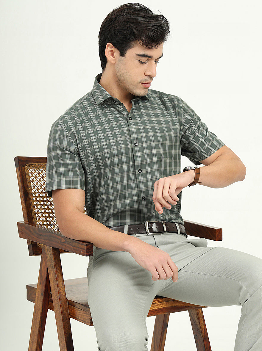Light Green Solid Regular Fit Formal Shirt | Greenfire