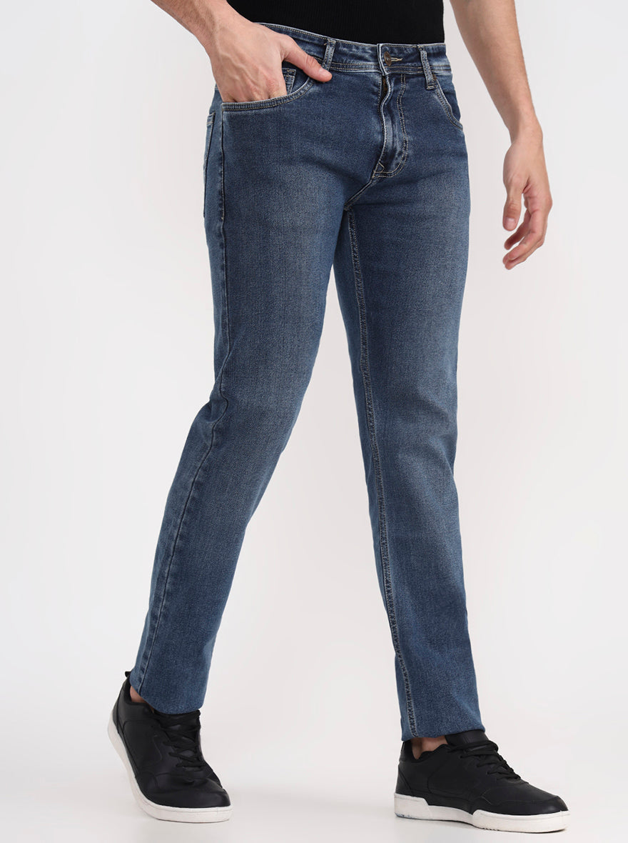 Mid Blue Washed Narrow Fit Jeans | Greenfibre