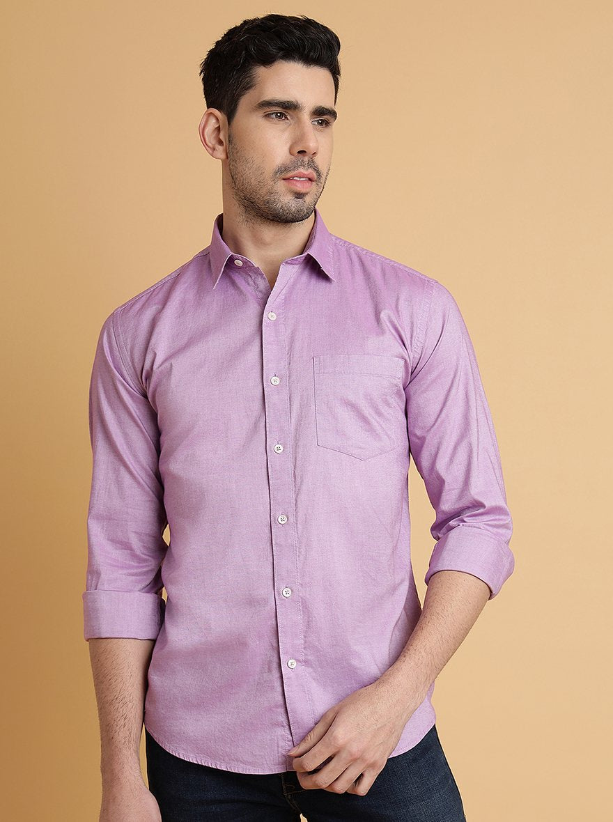 Pink Solid Smart Fit Semi Casual Shirt | Greenfibre