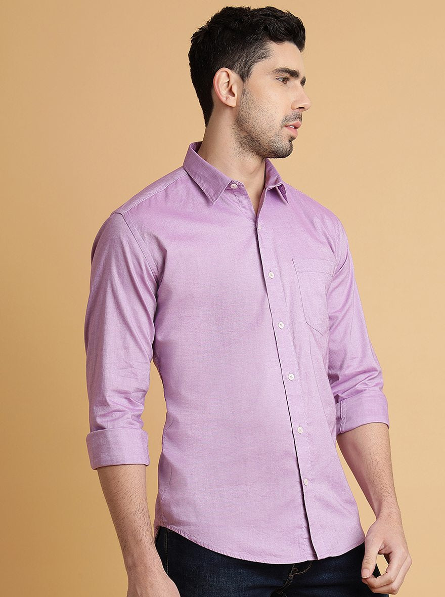 Pink Solid Smart Fit Semi Casual Shirt | Greenfibre