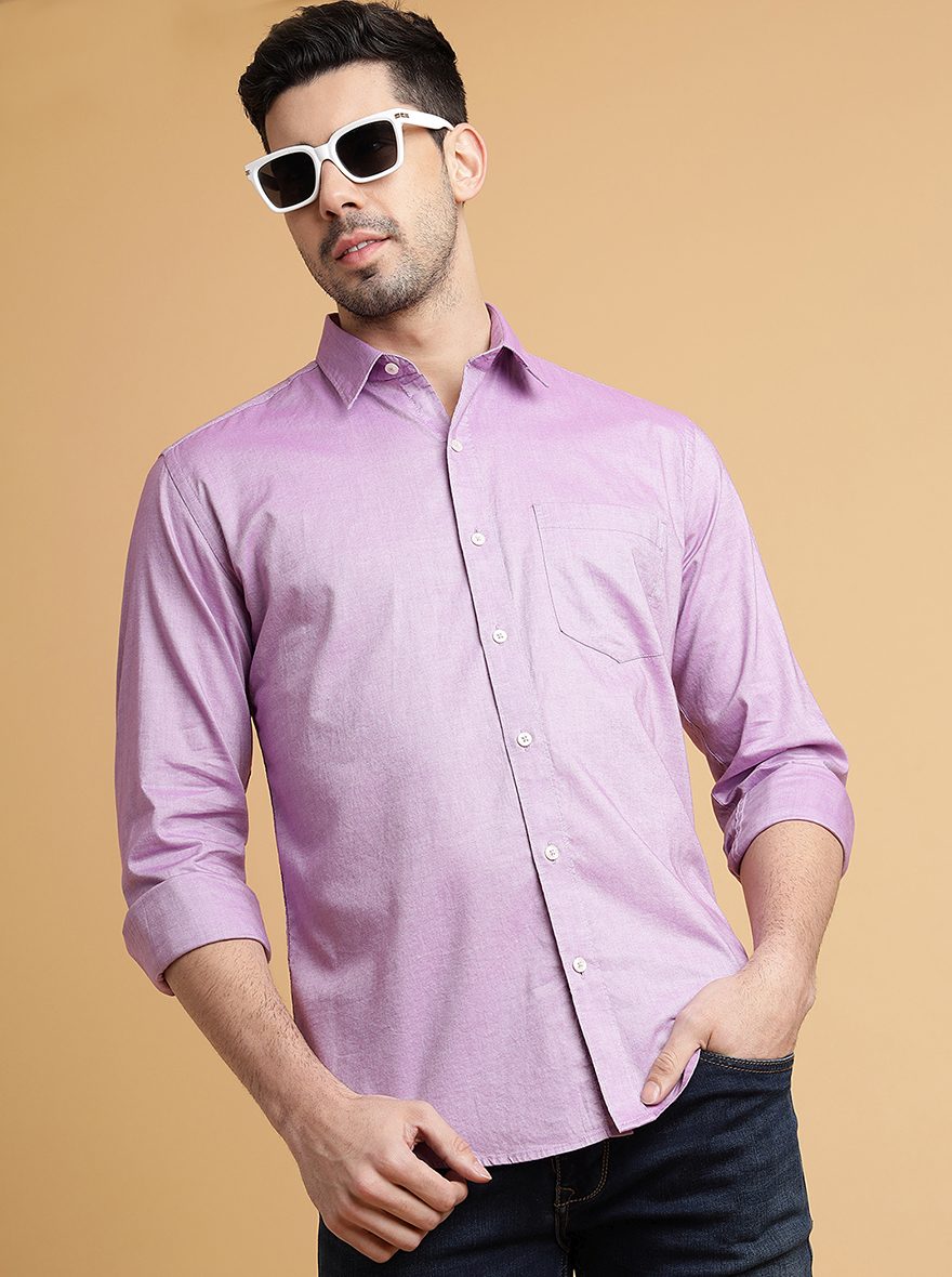 Pink Solid Smart Fit Semi Casual Shirt | Greenfibre