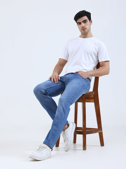 Light Blue Washed Narrow Fit Jeans | Greenfibre