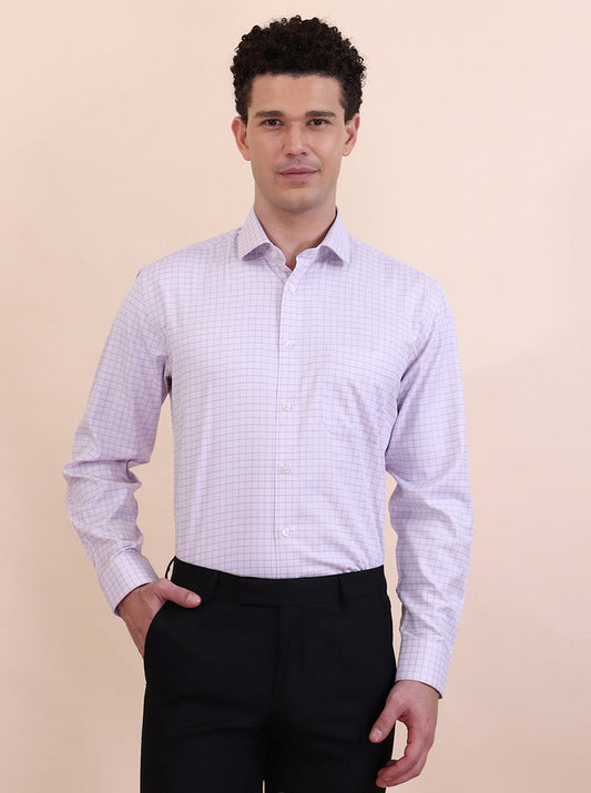 Purple Checked Regular Fit Formal Shirt | Greenfibre