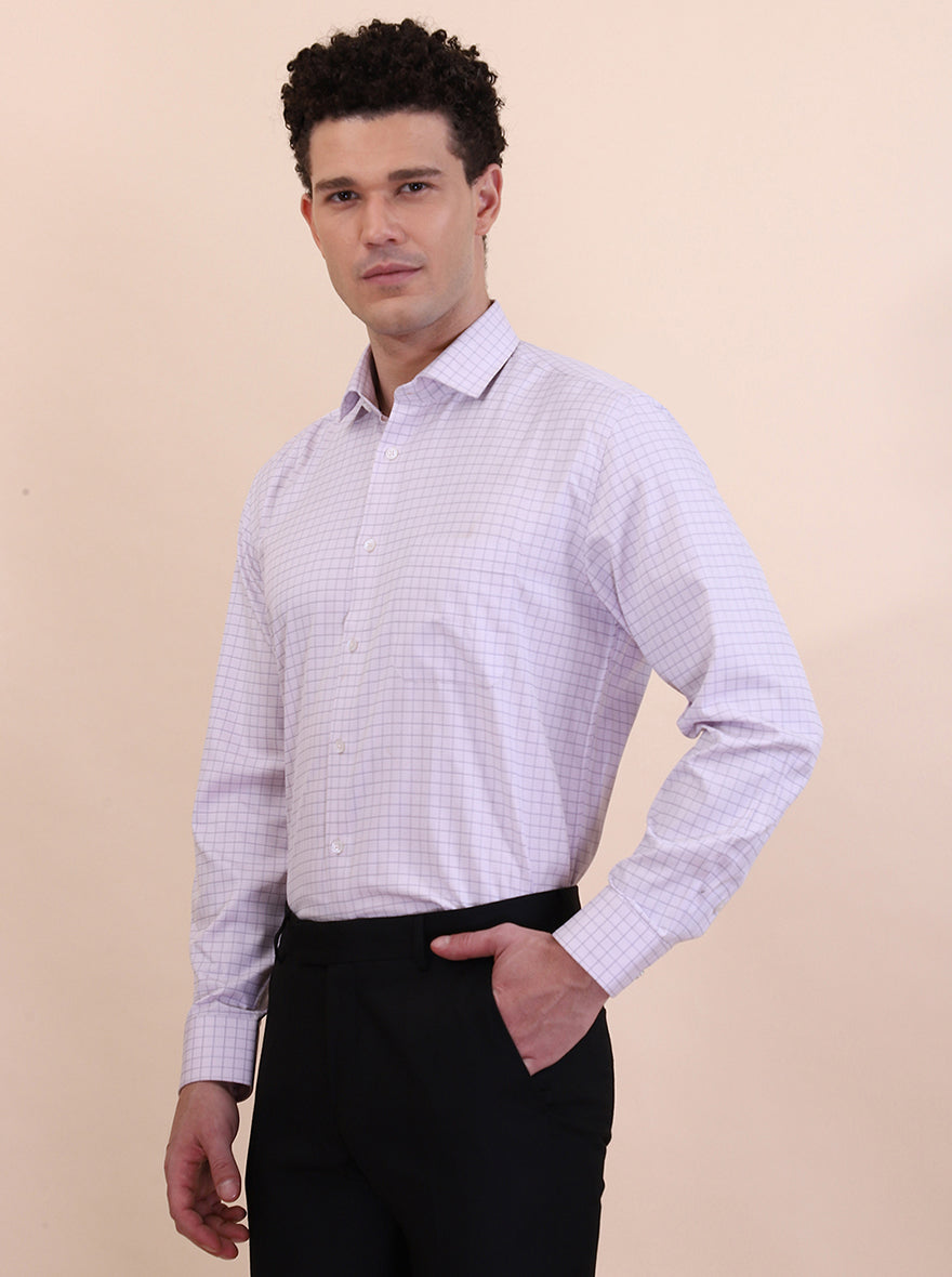 Purple Checked Regular Fit Formal Shirt | Greenfibre
