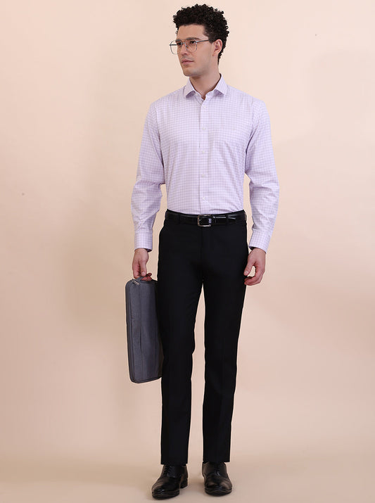 Purple Checked Regular Fit Formal Shirt | Greenfibre