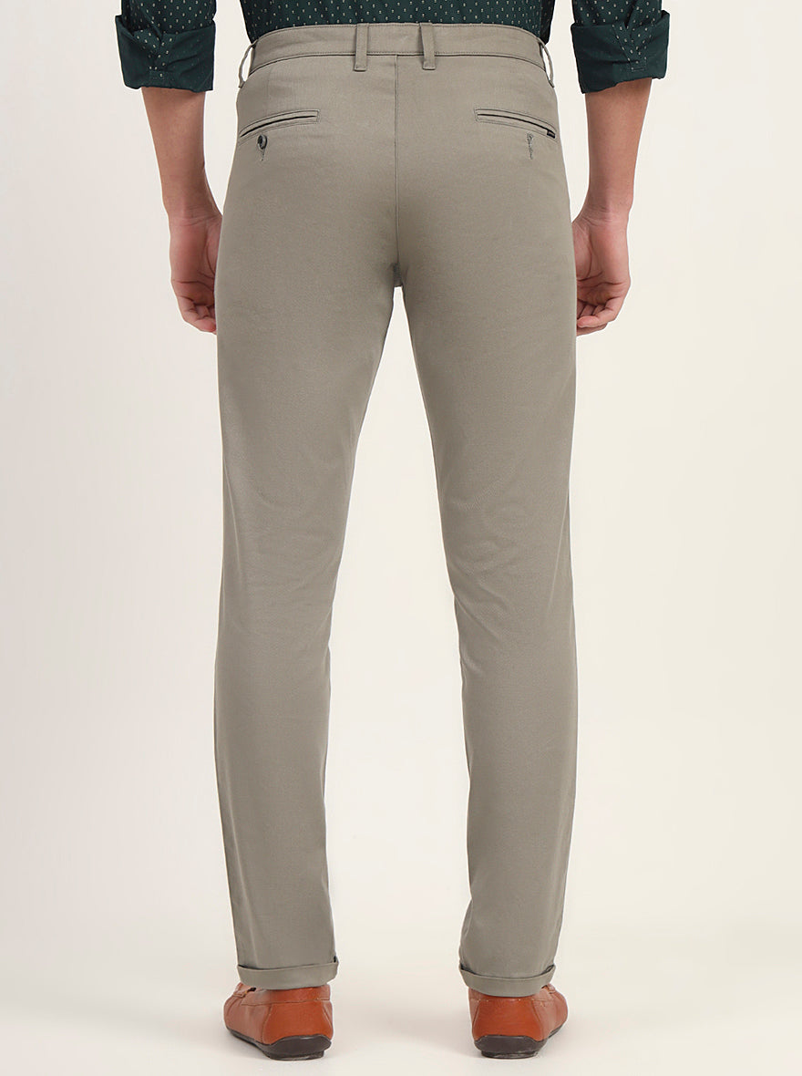 Light Green Solid Slim Fit Casual Trouser | Greenfibre