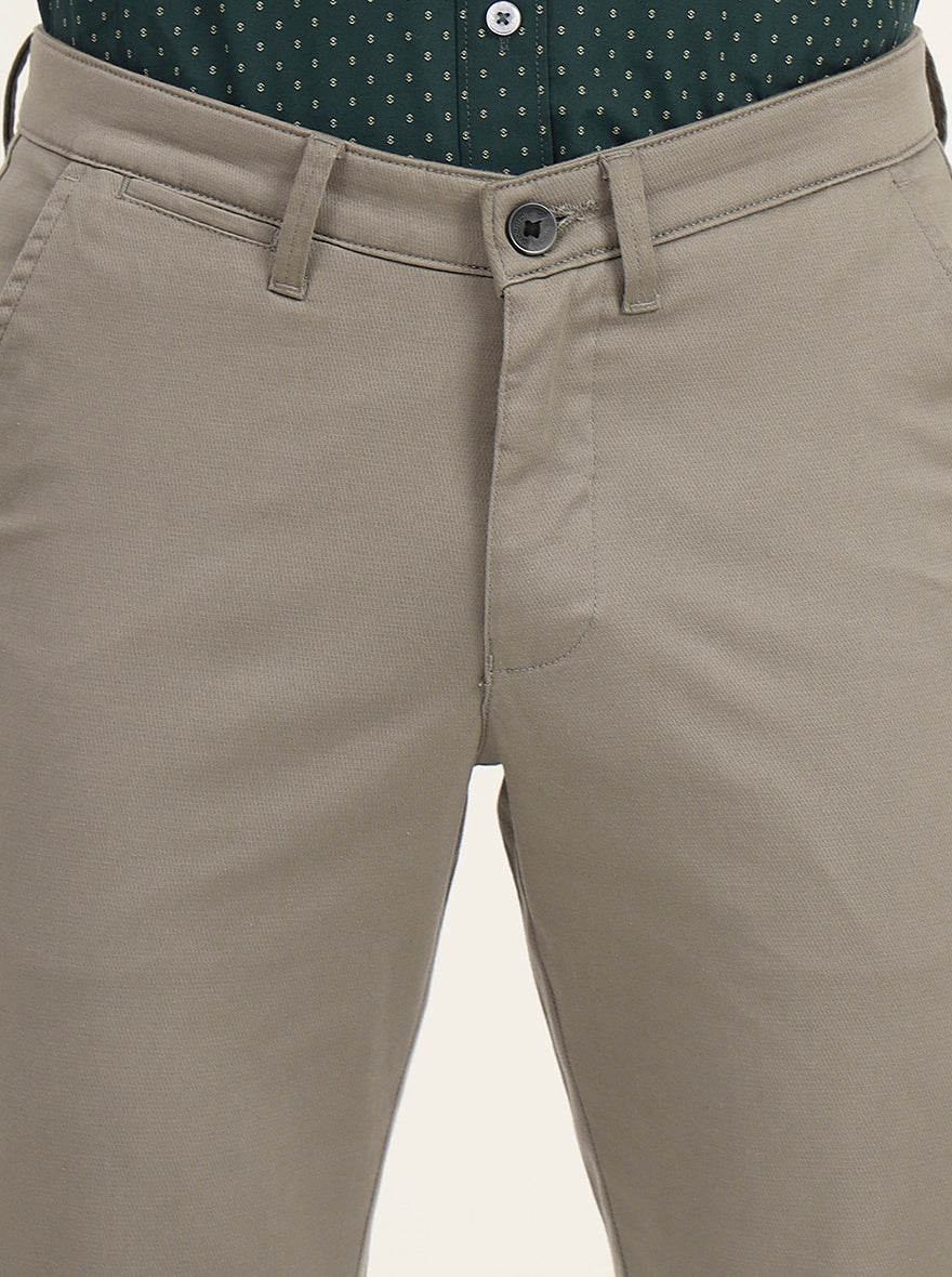 Light Green Solid Slim Fit Casual Trouser | Greenfibre