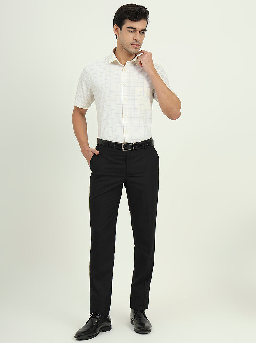 Off-White & Grey Checked Regular Fit Formal Shirt | Greenfire