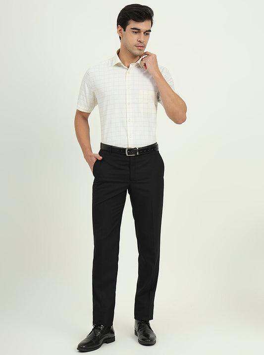 Off-White & Grey Checked Regular Fit Formal Shirt | Greenfire