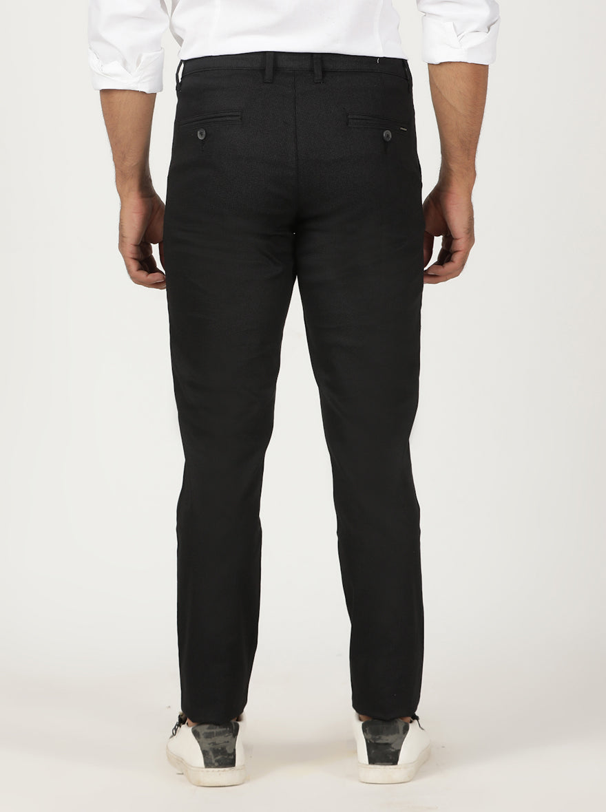 Black Printed Neo Fit Casual Trouser | Greenfibre