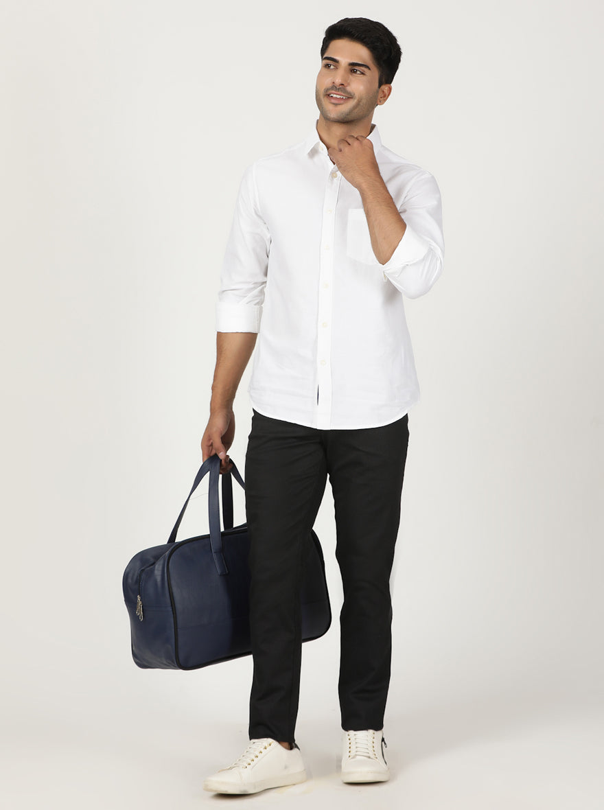 Black Printed Neo Fit Casual Trouser | Greenfibre