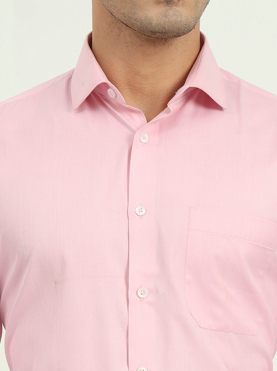 Pink Solid Regular Fit Formal Shirt | Greenfire