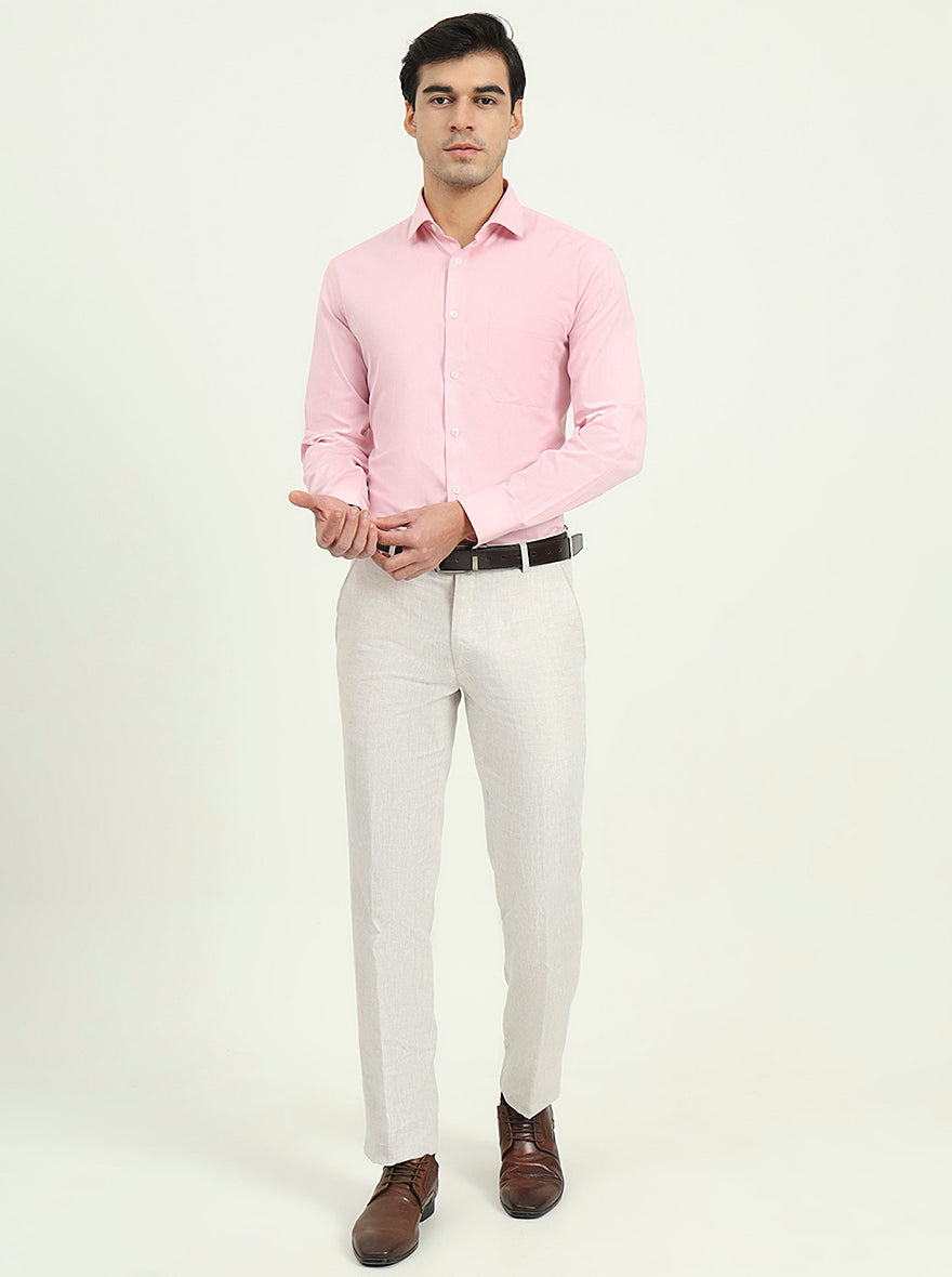 Pink Solid Regular Fit Formal Shirt | Greenfire