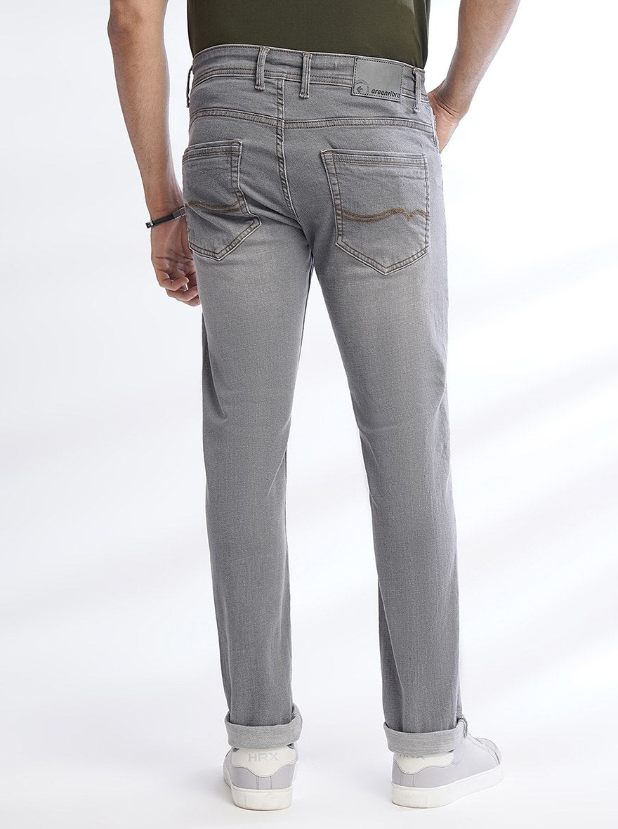 Light Grey Washed Narrow Fit Jeans | Greenfibre