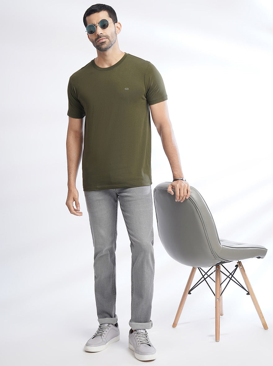 Light Grey Washed Narrow Fit Jeans | Greenfibre