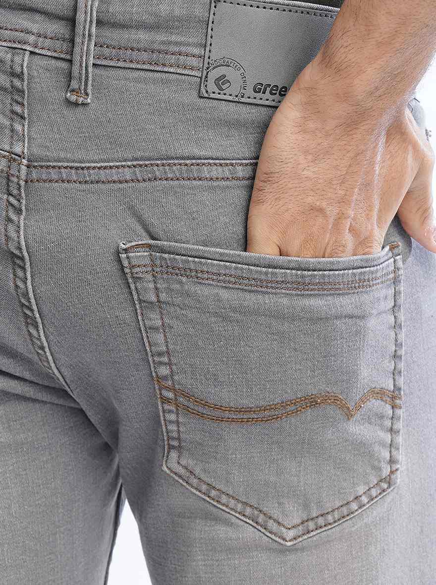 Light Grey Washed Narrow Fit Jeans | Greenfibre