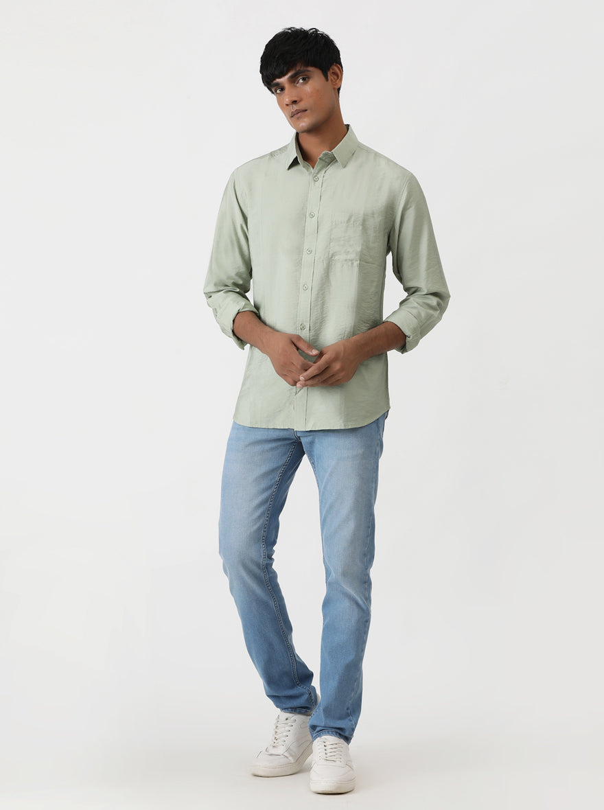 Light Blue Washed Straight Fit Jeans | Greenfibre