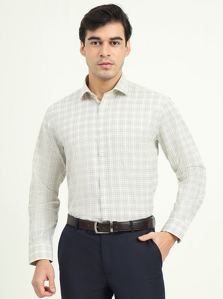 Pista Green Checked Slim Fit Formal Shirt | Greenfibre