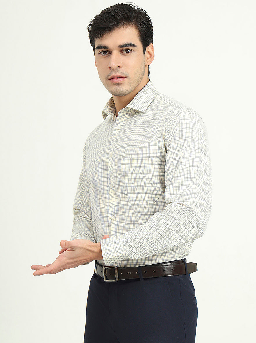 Pista Green Checked Slim Fit Formal Shirt | Greenfibre