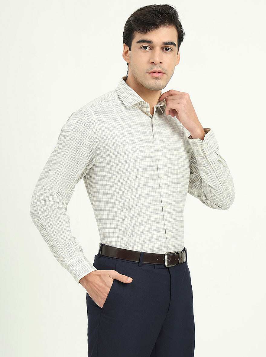 Pista Green Checked Slim Fit Formal Shirt | Greenfibre