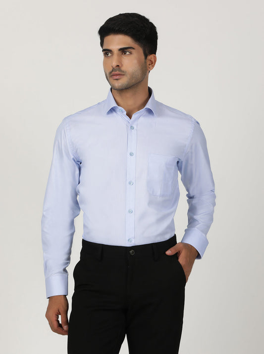 Light Blue Solid Slim Fit Formal Shirt | Greenfibre