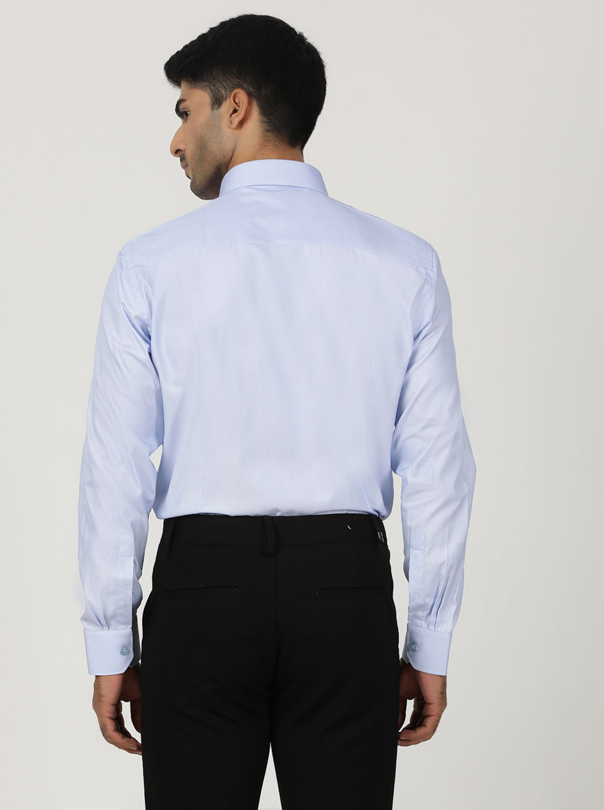Light Blue Solid Slim Fit Formal Shirt | Greenfibre