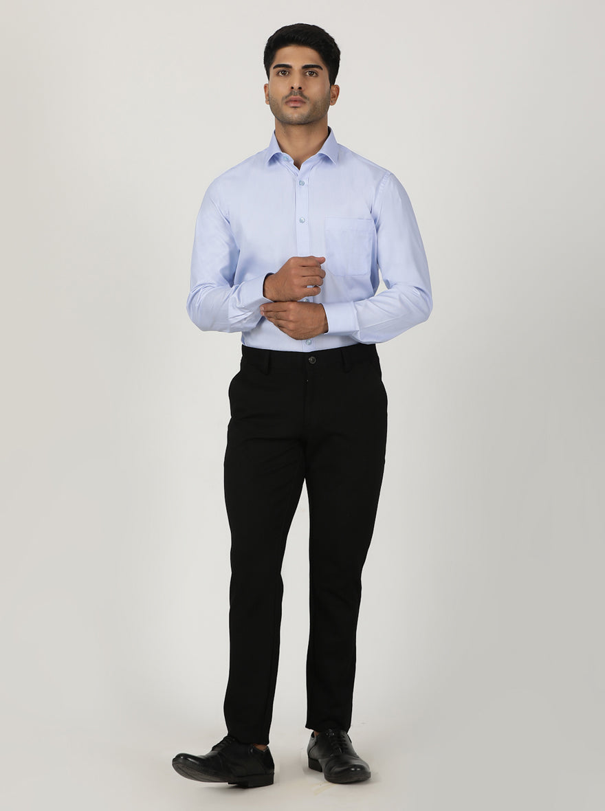Light Blue Solid Slim Fit Formal Shirt | Greenfibre