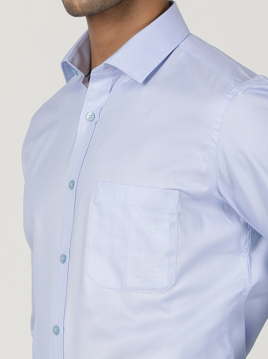 Light Blue Solid Slim Fit Formal Shirt | Greenfibre