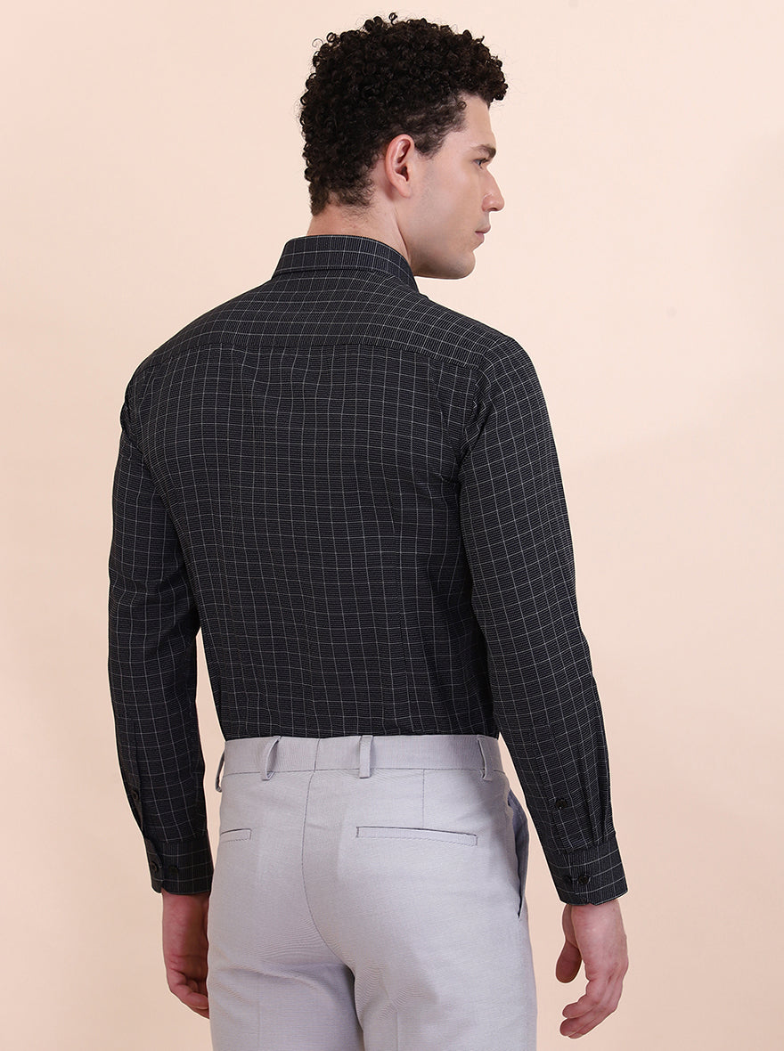 Black Checked Slim Fit Formal Shirt | Greenfibre