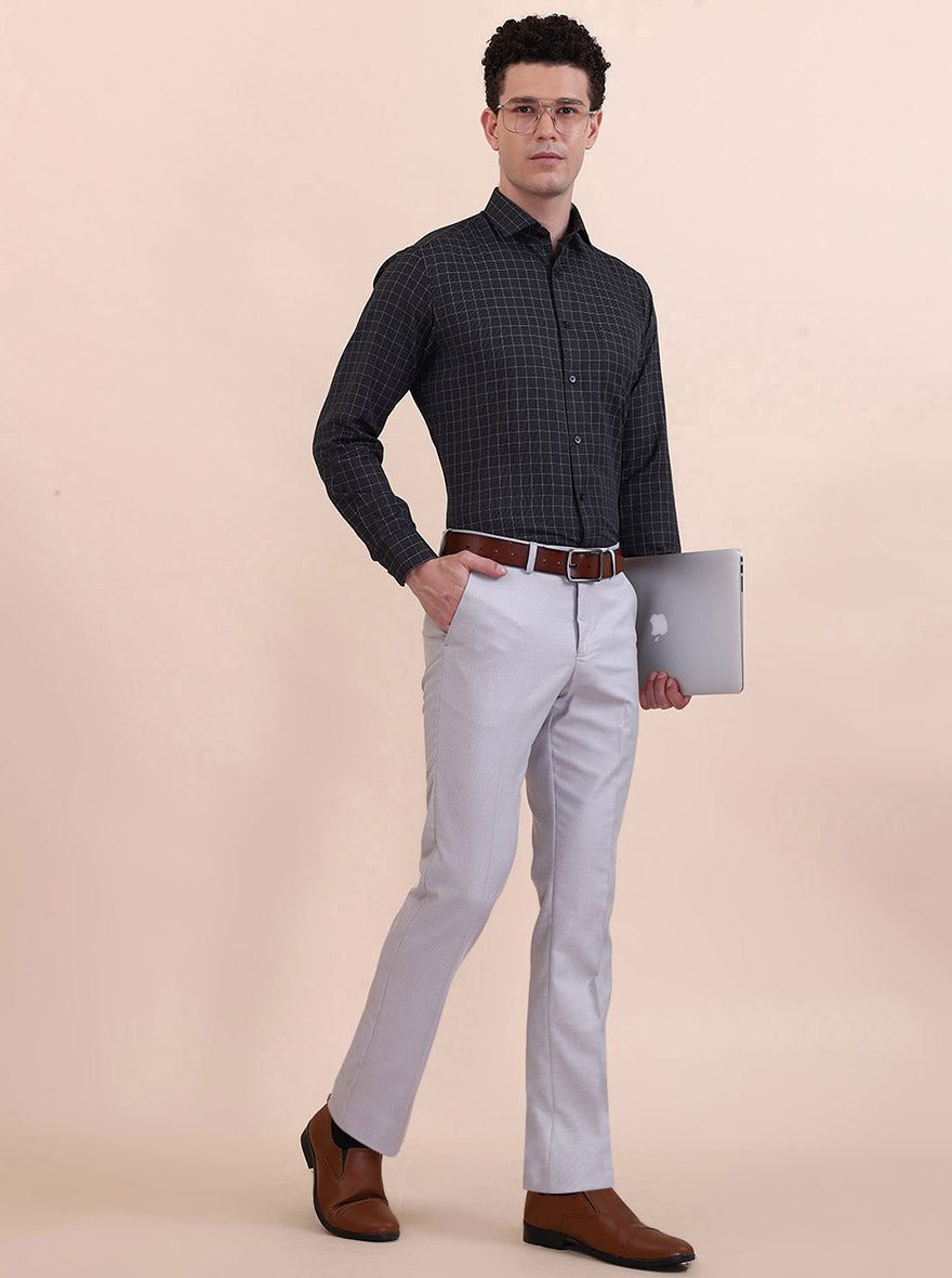 Black Checked Slim Fit Formal Shirt | Greenfibre