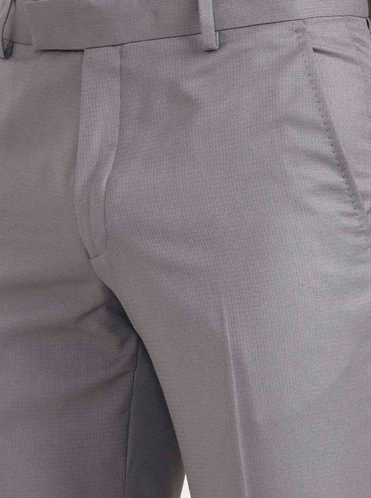 Grey Solid Super Slim Fit Formal Trouser | Greenfibre