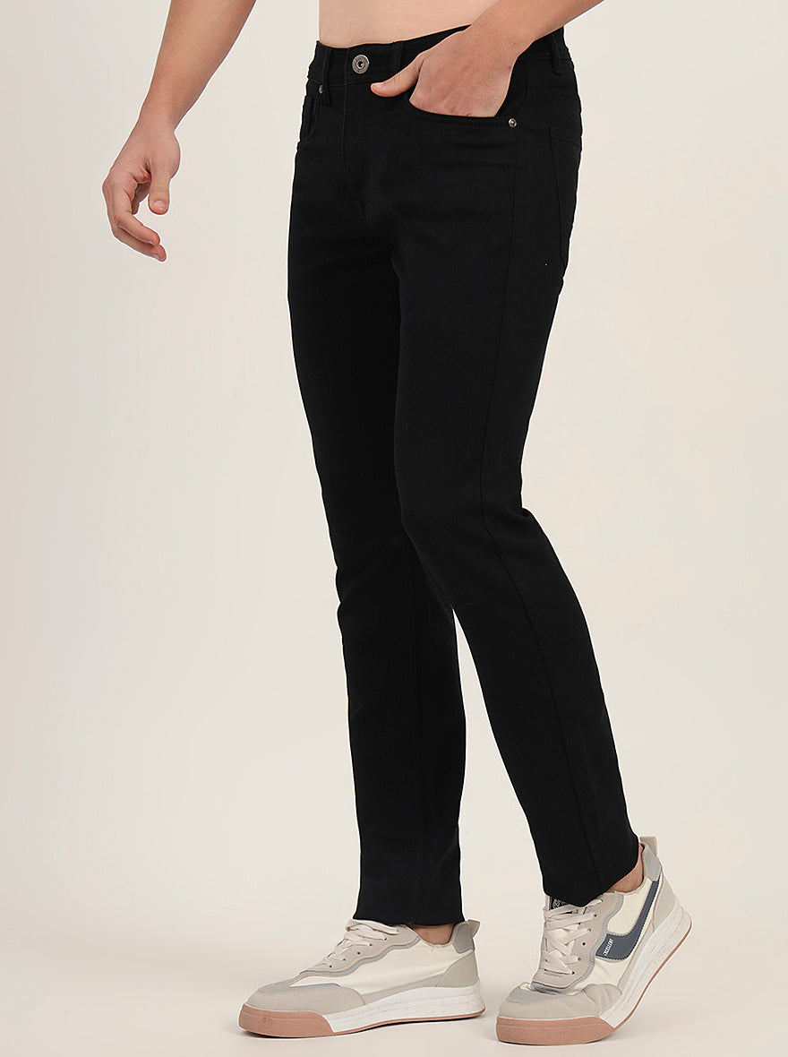 Jet Black Washed Slim Fit Jeans | Greenfibre