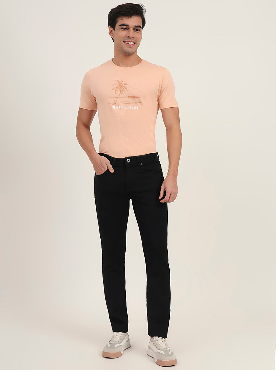 Jet Black Washed Slim Fit Jeans | Greenfibre