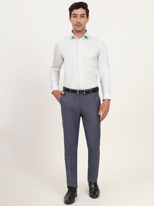 Light Yellow & Blue Solid Slim Fit Formal Shirt | Greenfibre