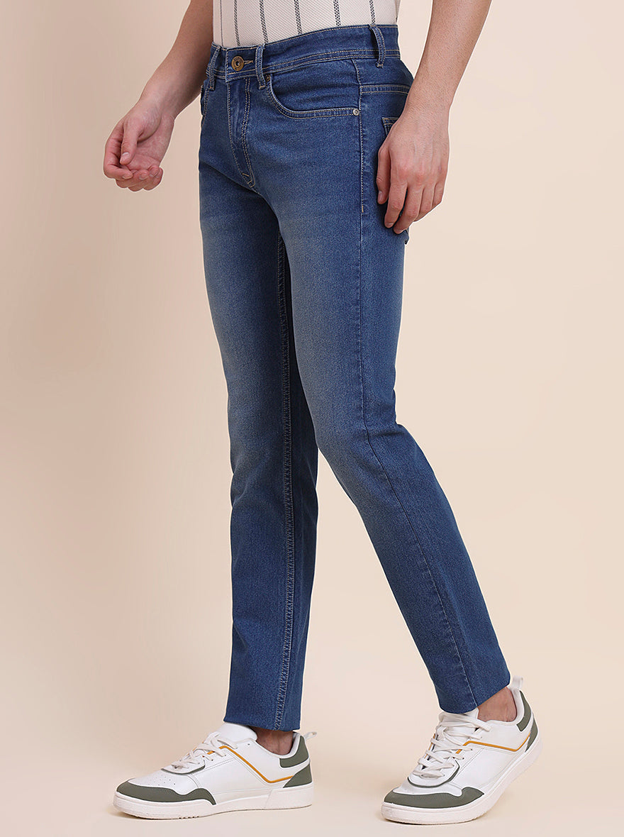 Indigo Blue Washed Narrow Fit Jeans | Greenfibre