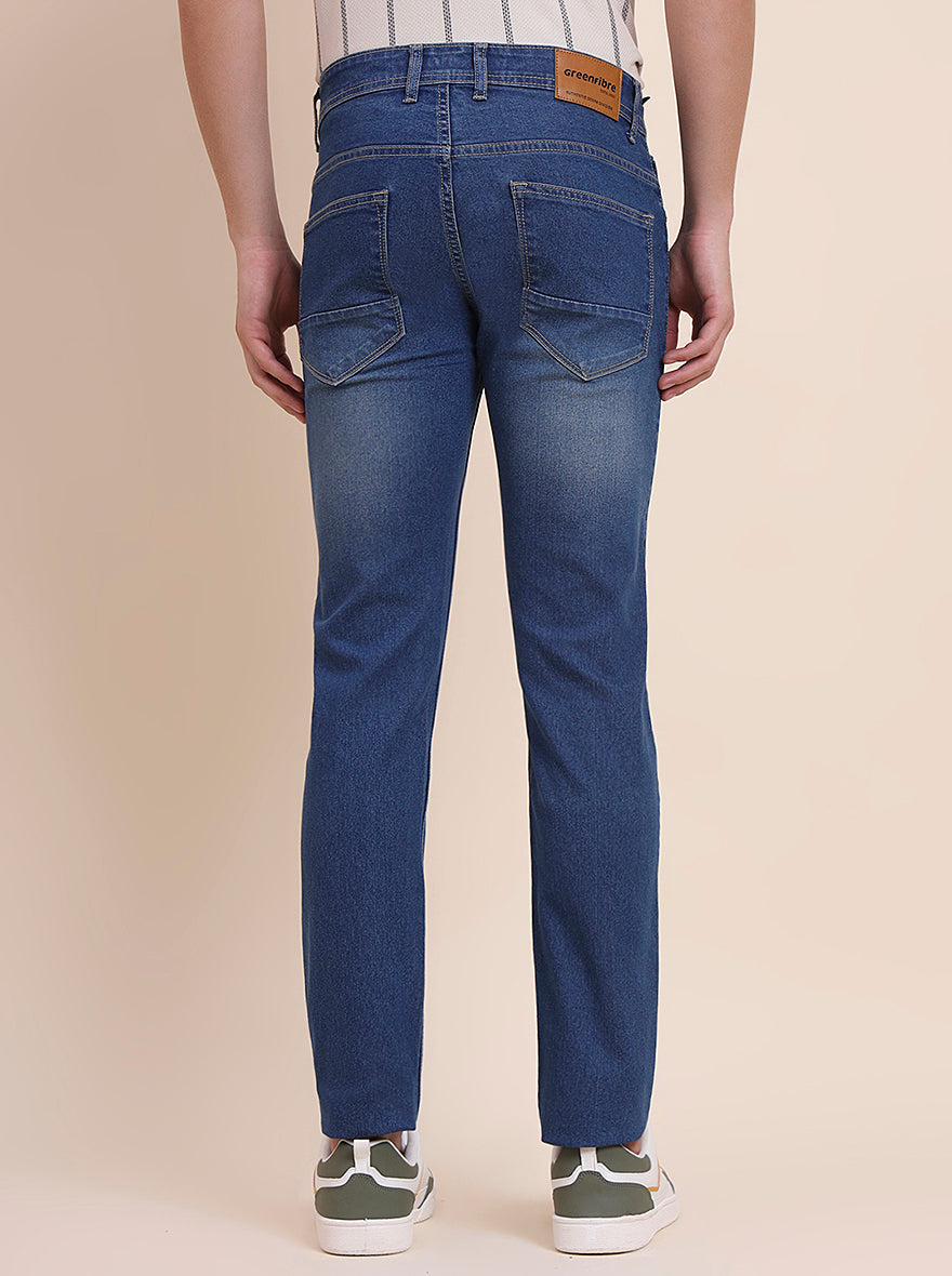 Indigo Blue Washed Narrow Fit Jeans | Greenfibre