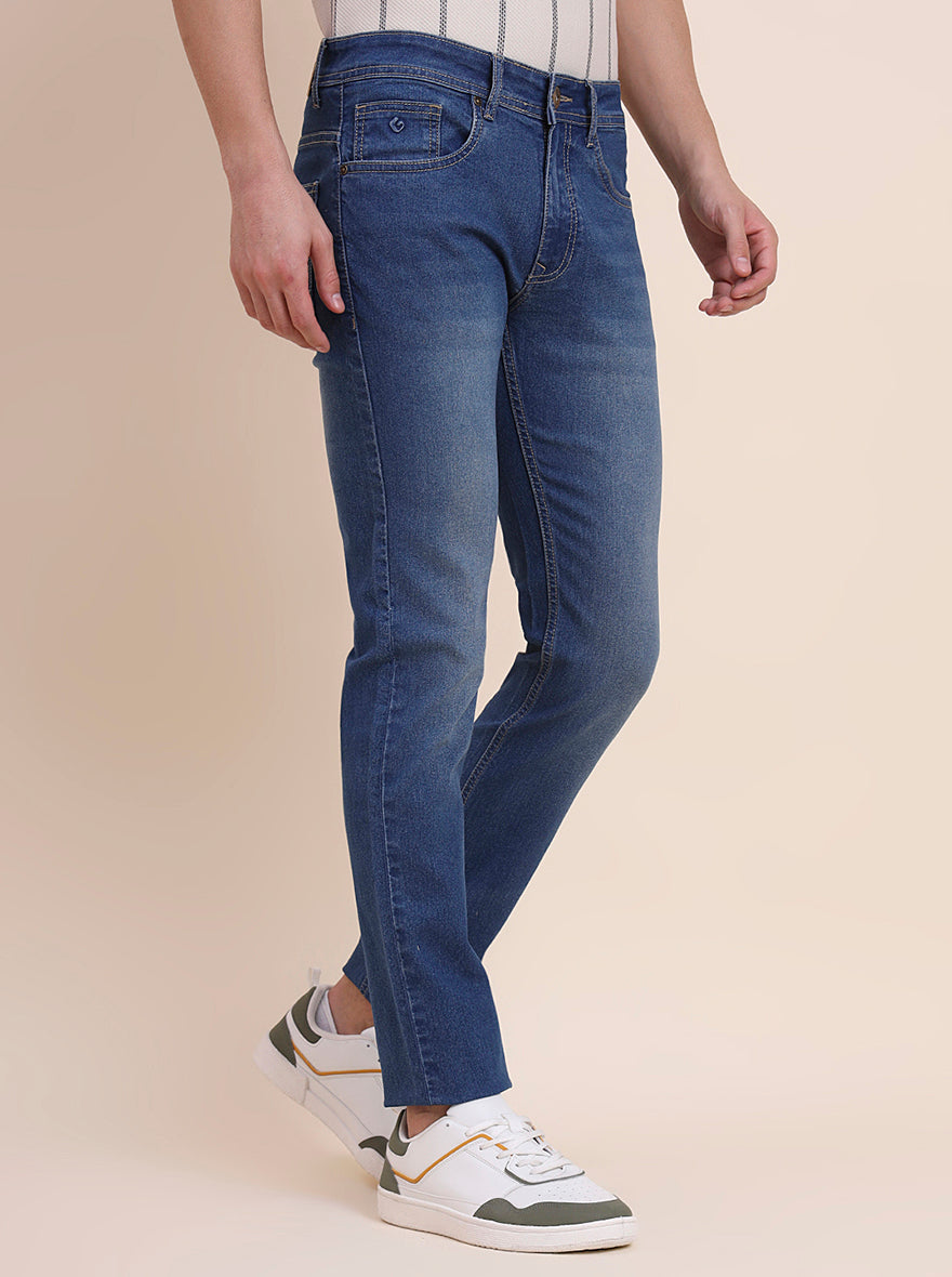 Indigo Blue Washed Narrow Fit Jeans | Greenfibre