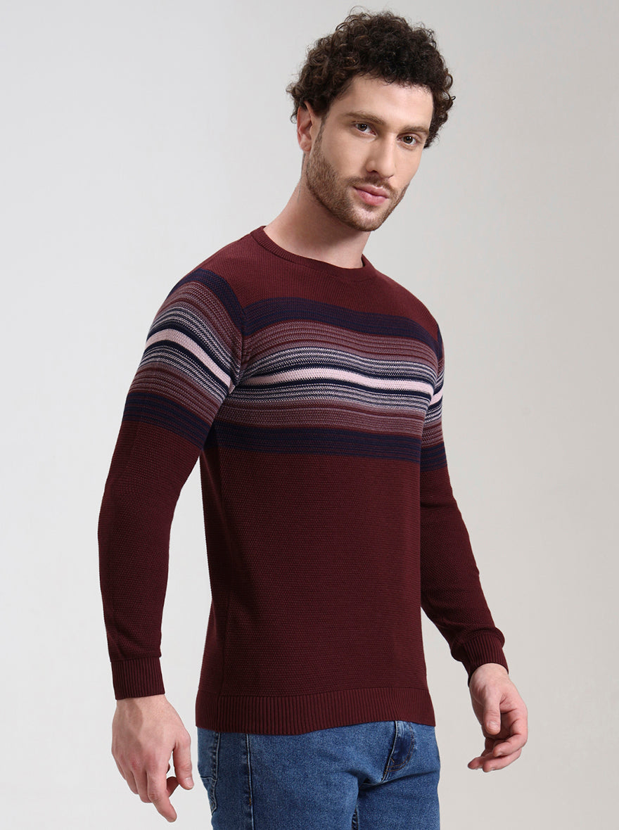 Wine Striped Slim Fit T-Shirt | Greenfibre
