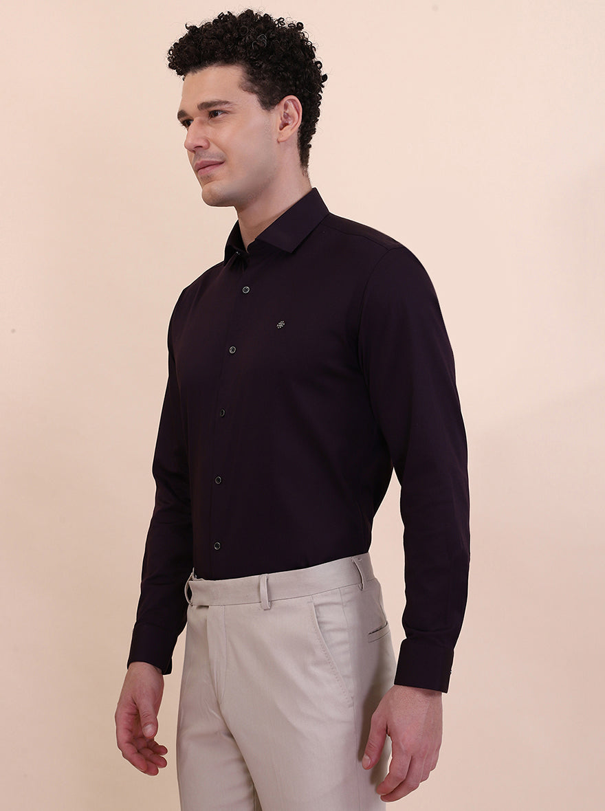Purple Solid Slim Fit Party Wear Shirt | Greenfibre