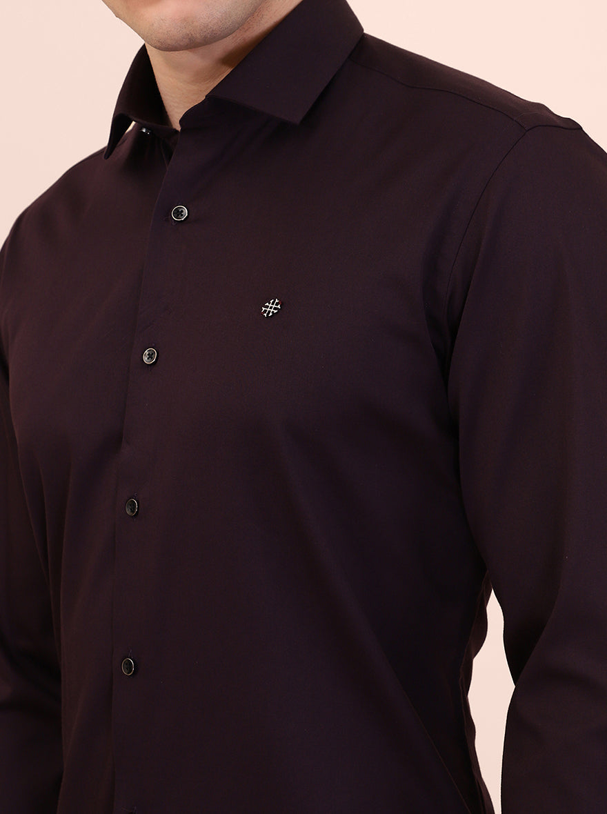 Purple Solid Slim Fit Party Wear Shirt | Greenfibre