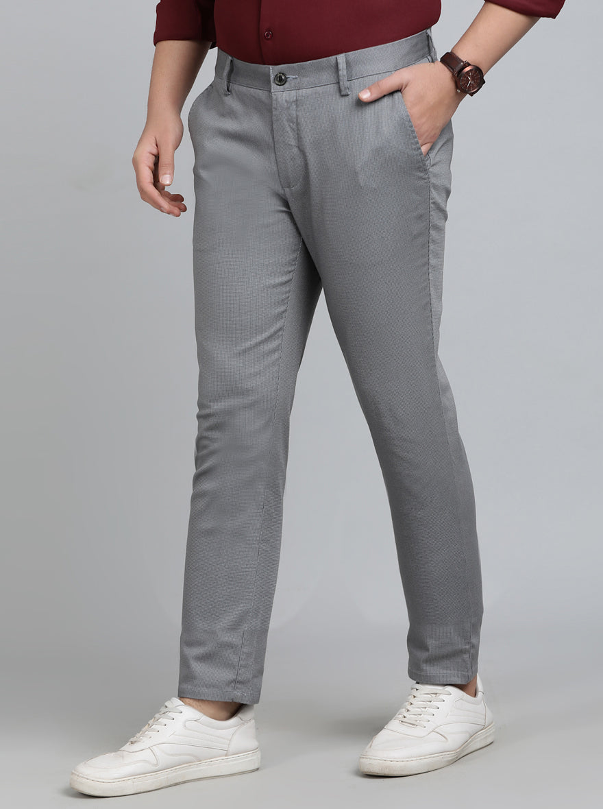 Light Grey Solid Uno Fit Casual Trouser | JadeBlue