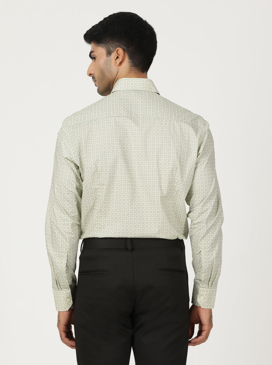 Green Printed Slim Fit Formal Shirt | Greenfibre