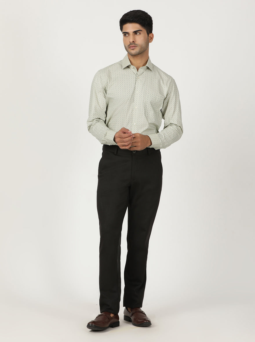 Green Printed Slim Fit Formal Shirt | Greenfibre