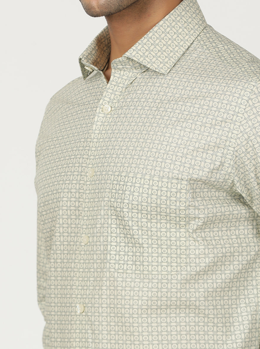 Green Printed Slim Fit Formal Shirt | Greenfibre