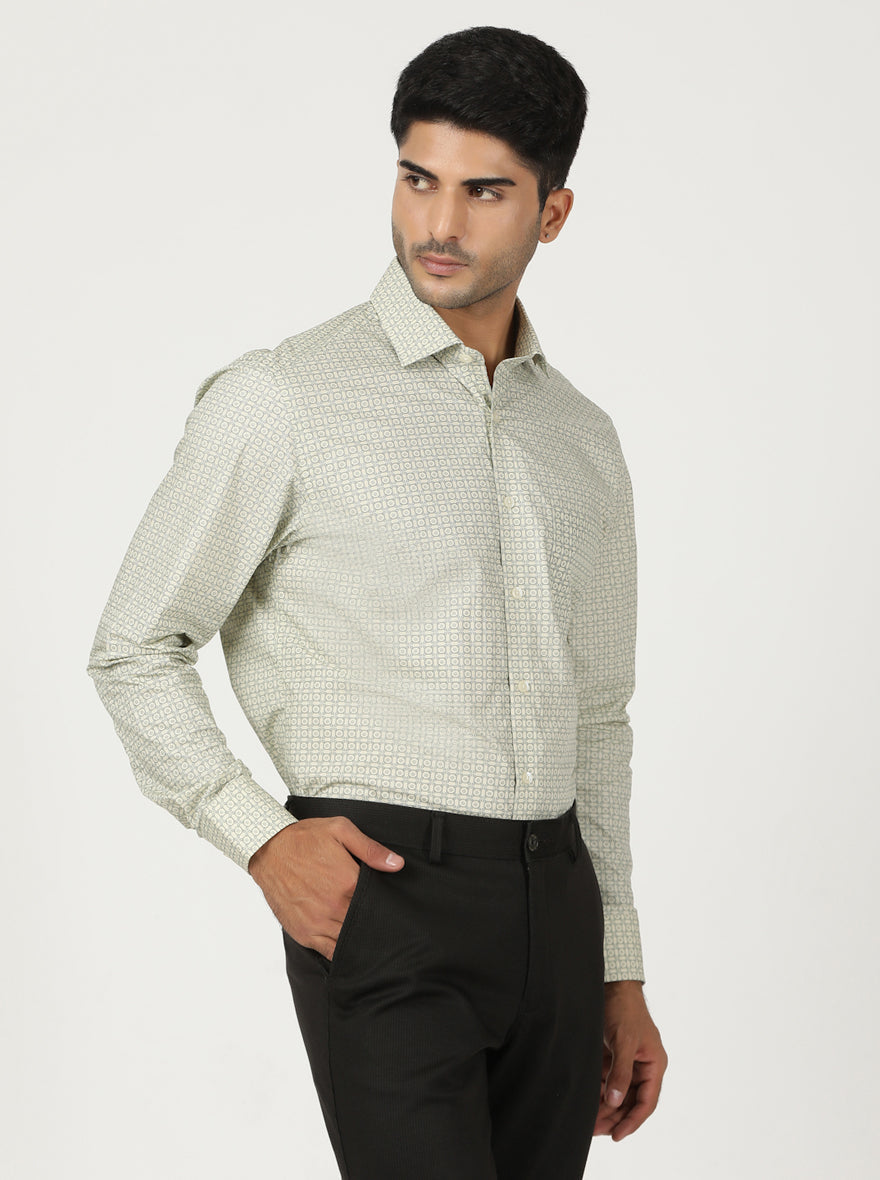 Green Printed Slim Fit Formal Shirt | Greenfibre