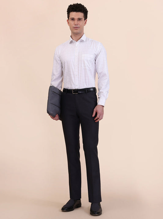 White & Grey Checked Regular Fit Formal Shirt | Greenfibre