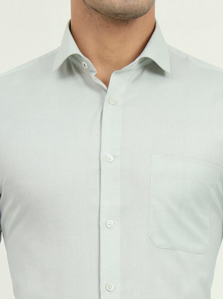 Light Pista Green Solid Slim Fit Formal Shirt | Greenfibre