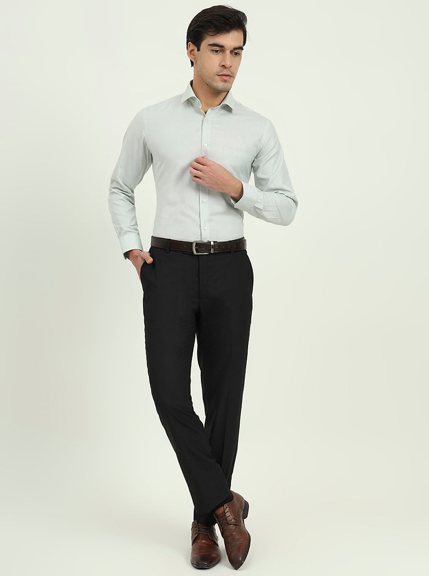 Light Pista Green Solid Slim Fit Formal Shirt | Greenfibre