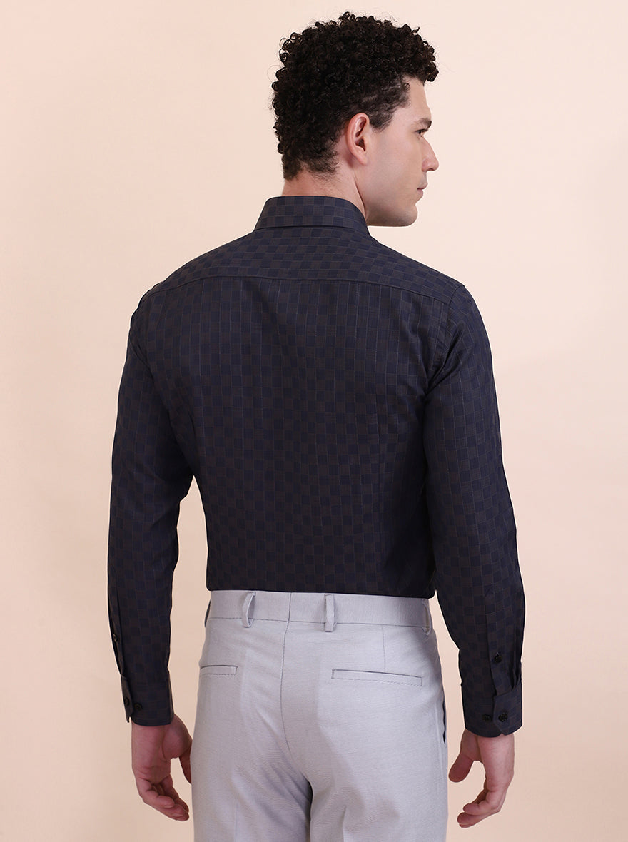 Brown & Blue Checked Slim Fit Formal Shirt | Greenfibre