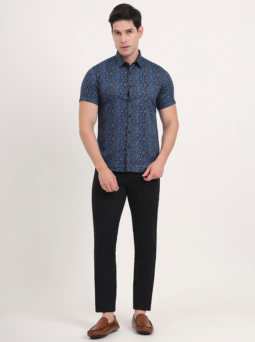 Black Solid Slim Fit Casual Trouser | Greenfibre